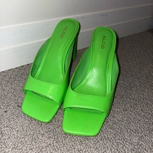 ALDO Women's Neon Green Heeled Slides